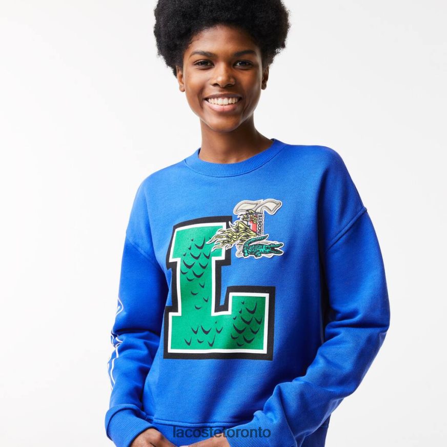 Clothing Lacoste Oversized Print And Branded Sweatshirt Blue Women Z60BPR2579