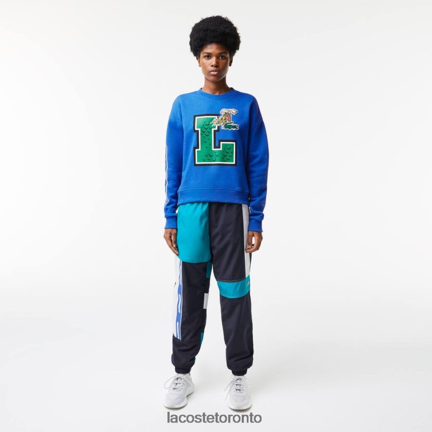 Clothing Lacoste Oversized Print And Branded Sweatshirt Blue Women Z60BPR2579