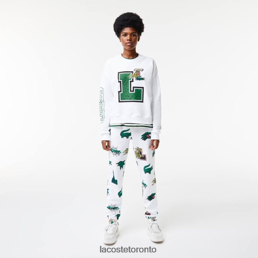 Clothing Lacoste Oversized Print And Branded Sweatshirt White Women Z60BPR2578