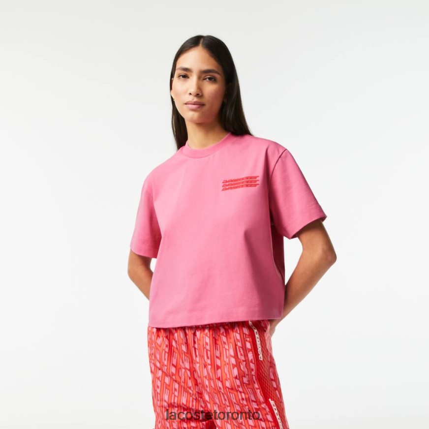 Clothing Lacoste Oversizedd Cotton Jersey T-Shirt Pink Women Z60BPR2428