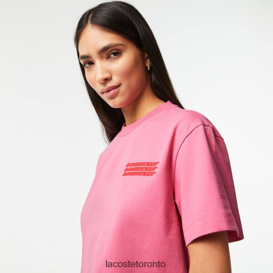 Clothing Lacoste Oversizedd Cotton Jersey T-Shirt Pink Women Z60BPR2428