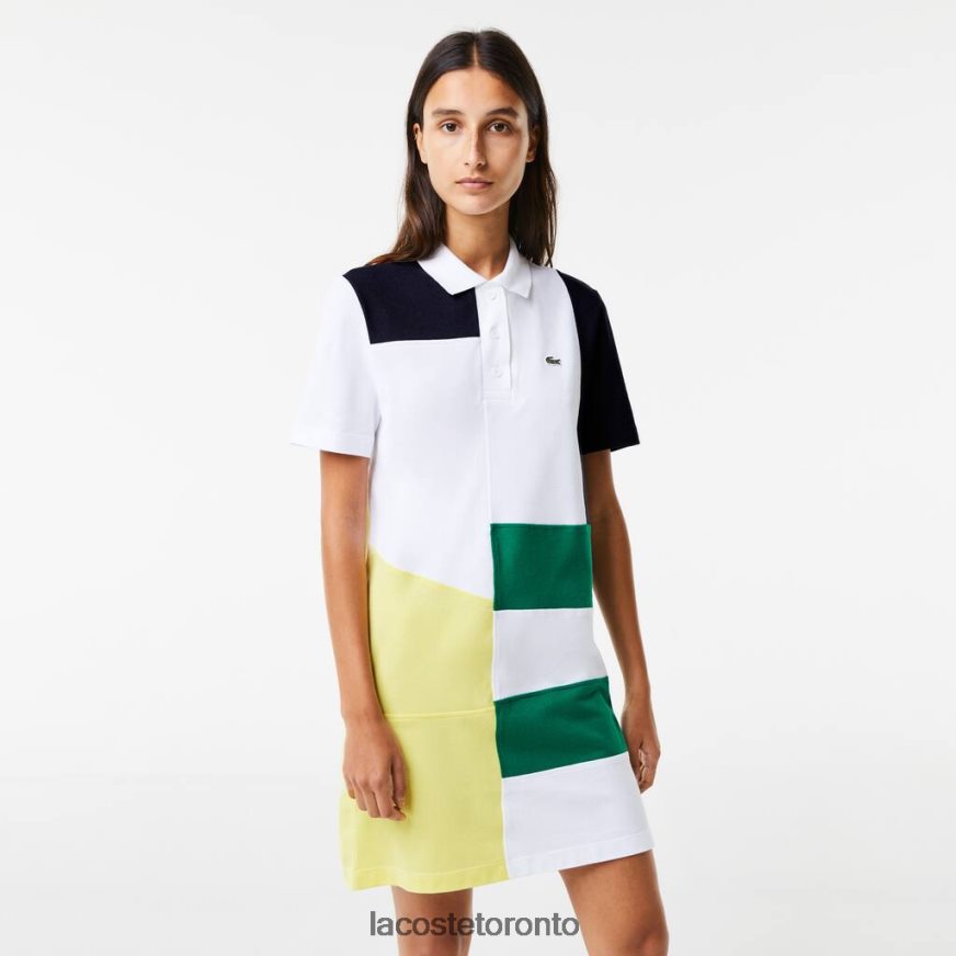 Clothing Lacoste Patchwork Pique Polo Dress White Women Z60BPR2519