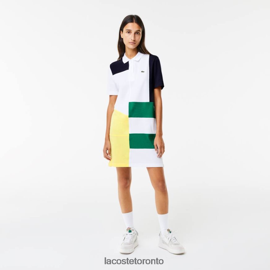 Clothing Lacoste Patchwork Pique Polo Dress White Women Z60BPR2519