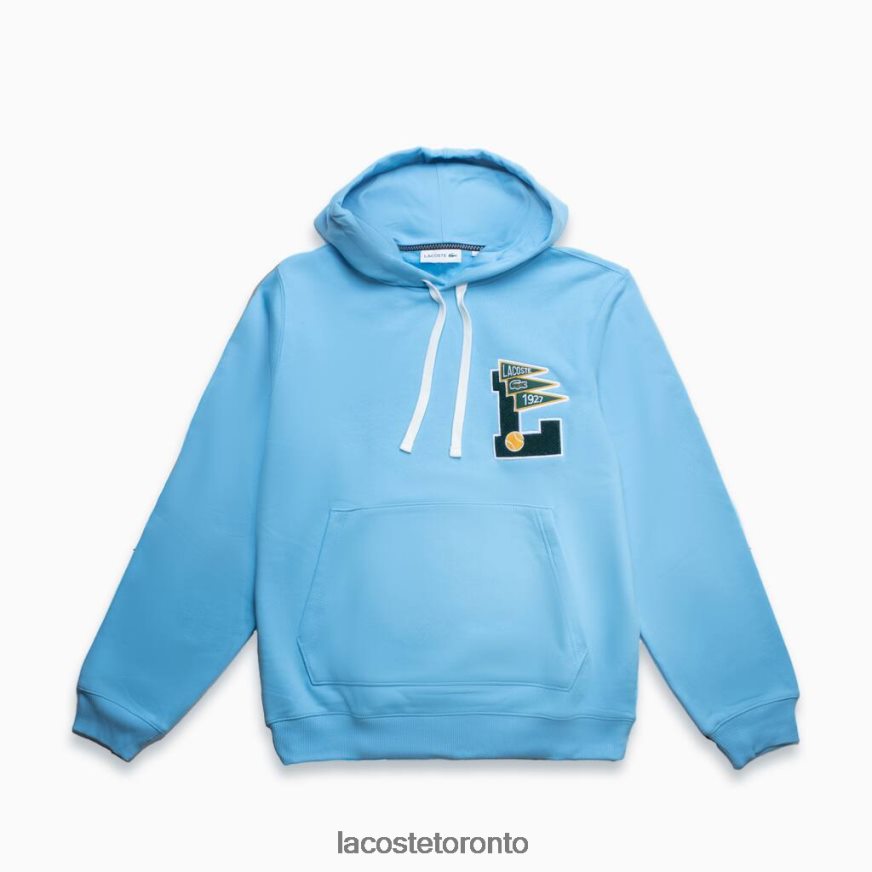 Clothing Lacoste Pennants L Badge Hooded Cotton Fleece Sweatshirt Light Blue Men Z60BPR1099