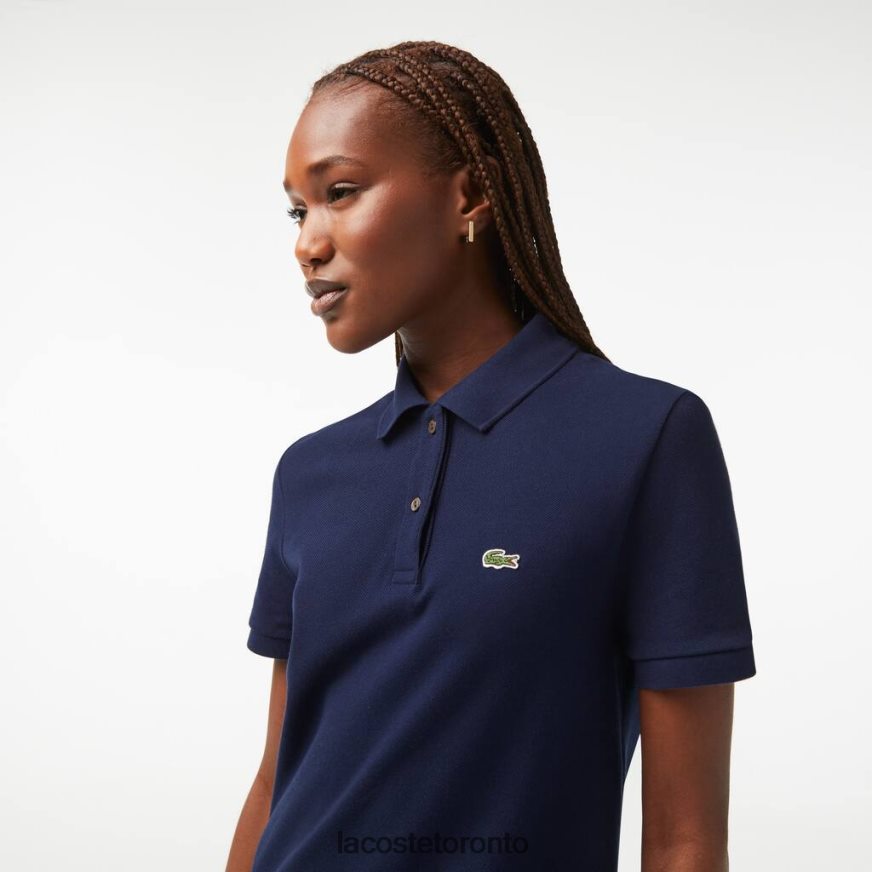 Clothing Lacoste Pique Knit Polo Dress Navy Blue Women Z60BPR2361