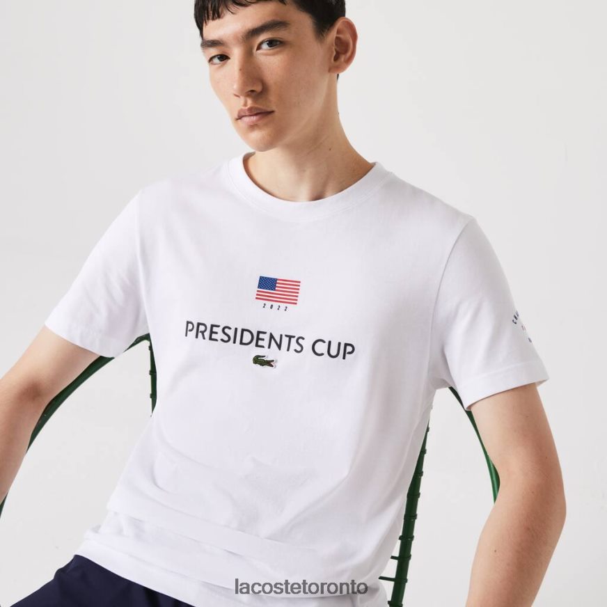 Clothing Lacoste Presidents Cup SPORT American Flag T-Shirt White Men Z60BPR861