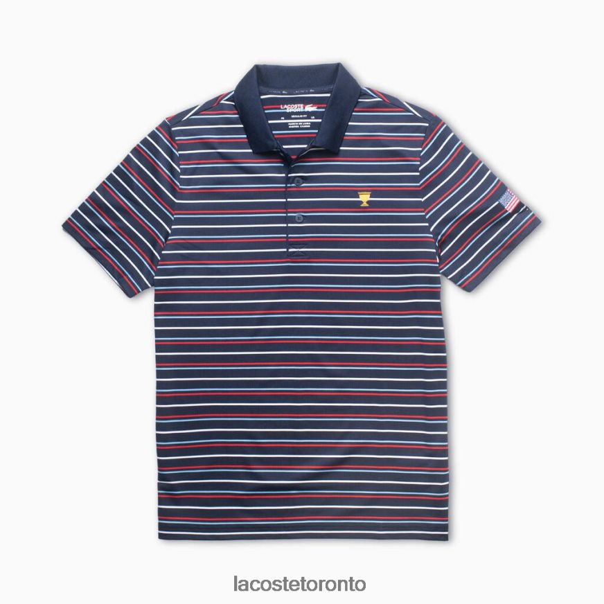 Clothing Lacoste Presidents Cup SPORT Striped Polo Navy Blue/White/Red/Blue Men Z60BPR1229