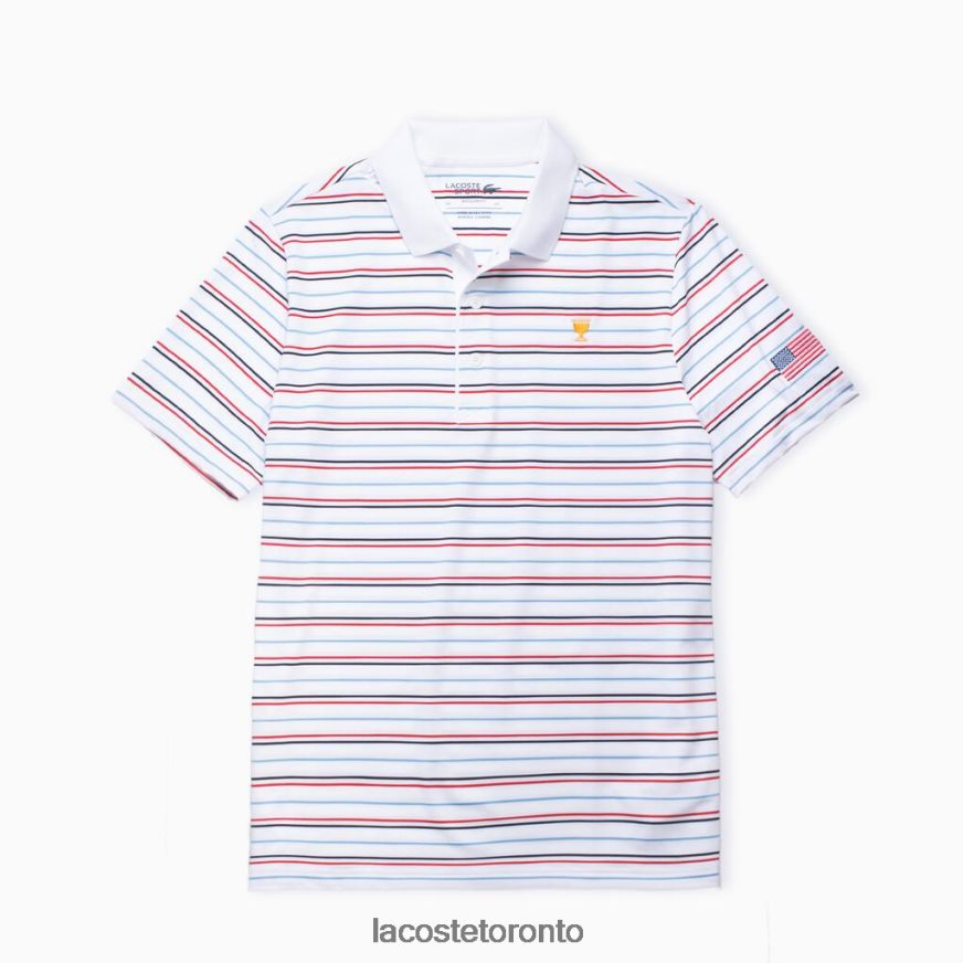 Clothing Lacoste Presidents Cup SPORT Striped Polo White/Blue/Navy Blue/Red Men Z60BPR1230