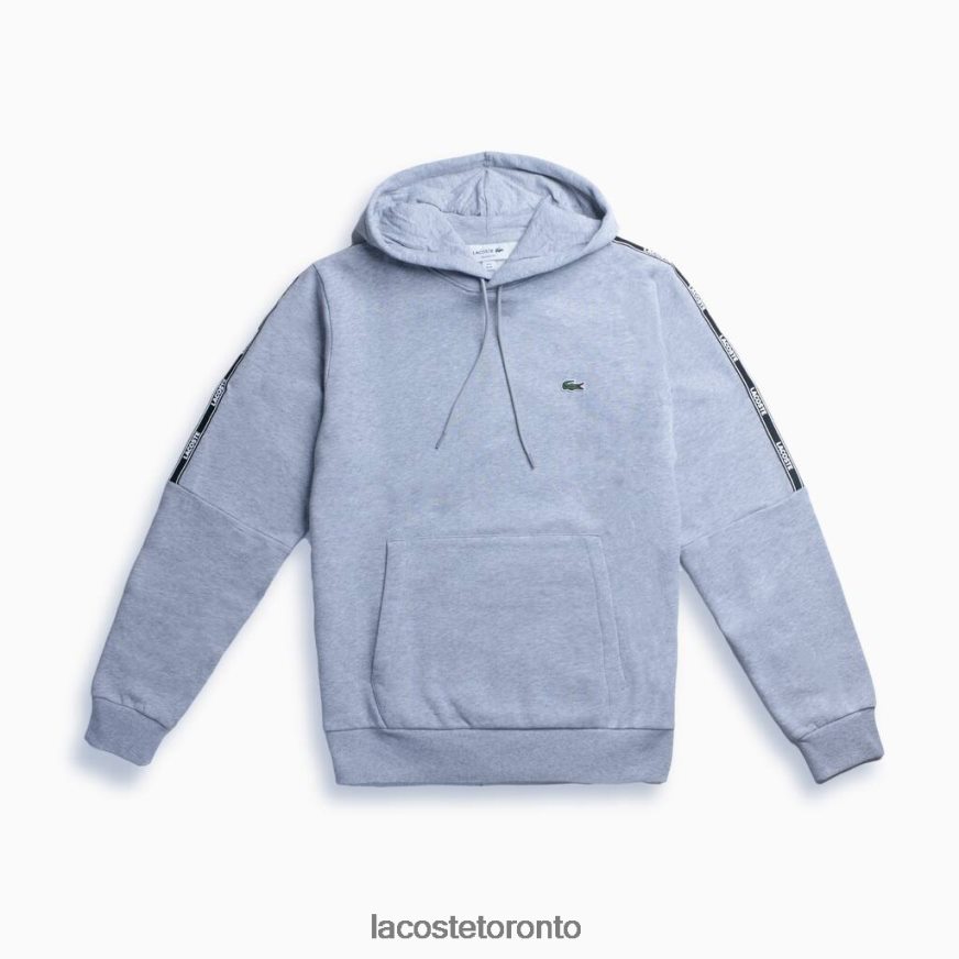 Clothing Lacoste Print Band Hooded Fleece Sweatshirt Grey Chine Men Z60BPR1219