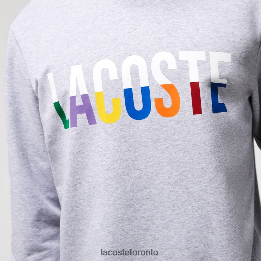 Clothing Lacoste Print Cotton Fleece Indoor Sweatshirt Grey Chine/White Men Z60BPR1222