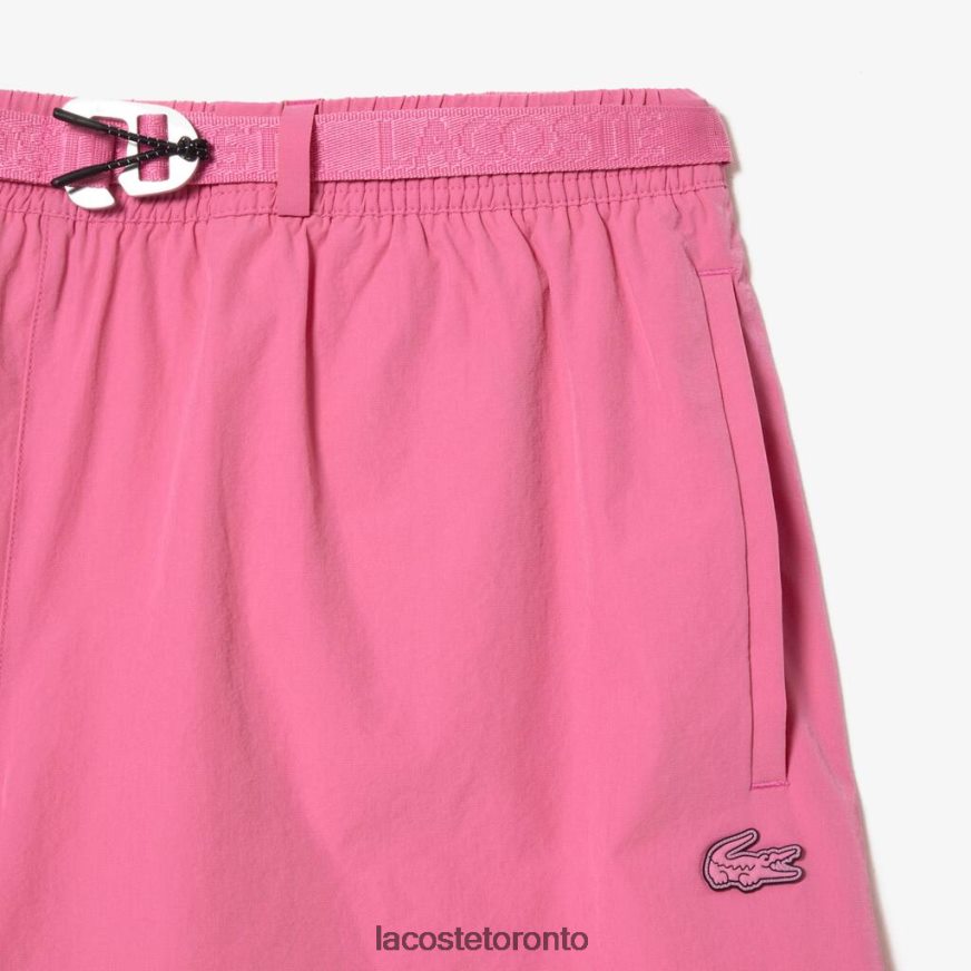 Clothing Lacoste Quick-Dry Logo Stripe Swim Trunks Pink Men Z60BPR527