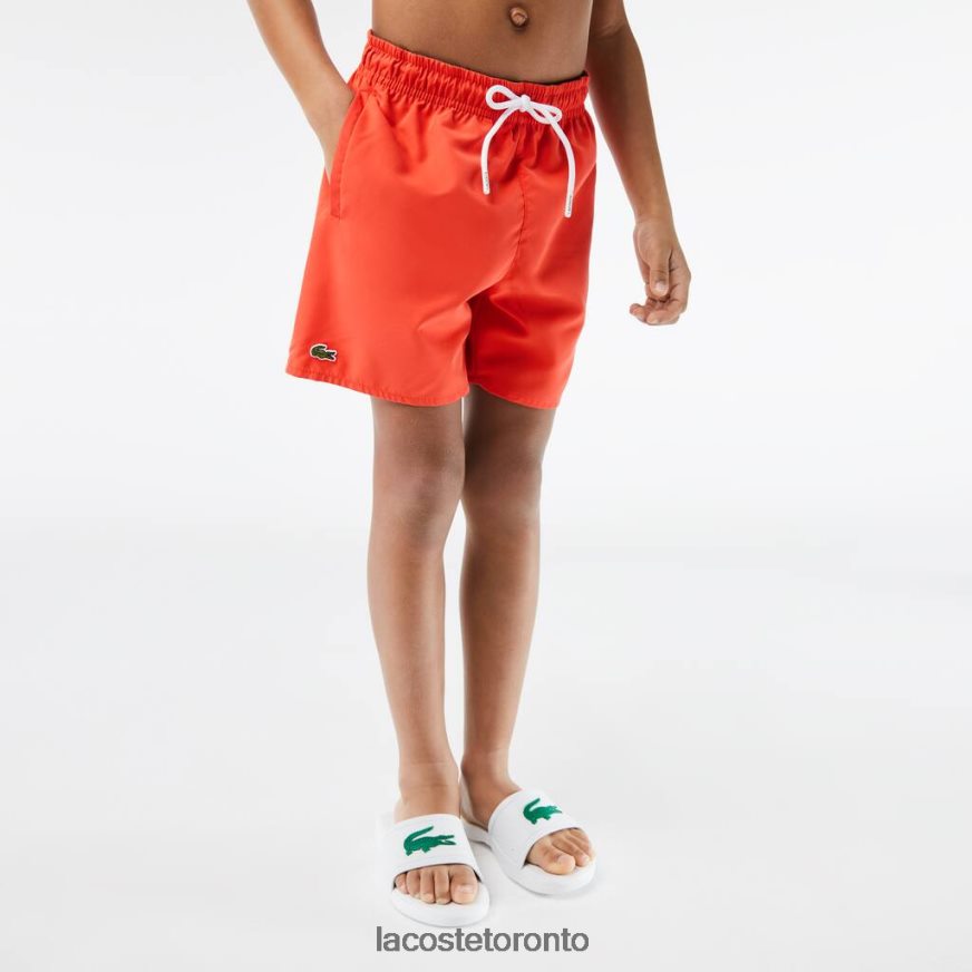 Clothing Lacoste Quick-Dry Solid Swim Shorts Orange/Green Kids Z60BPR3104