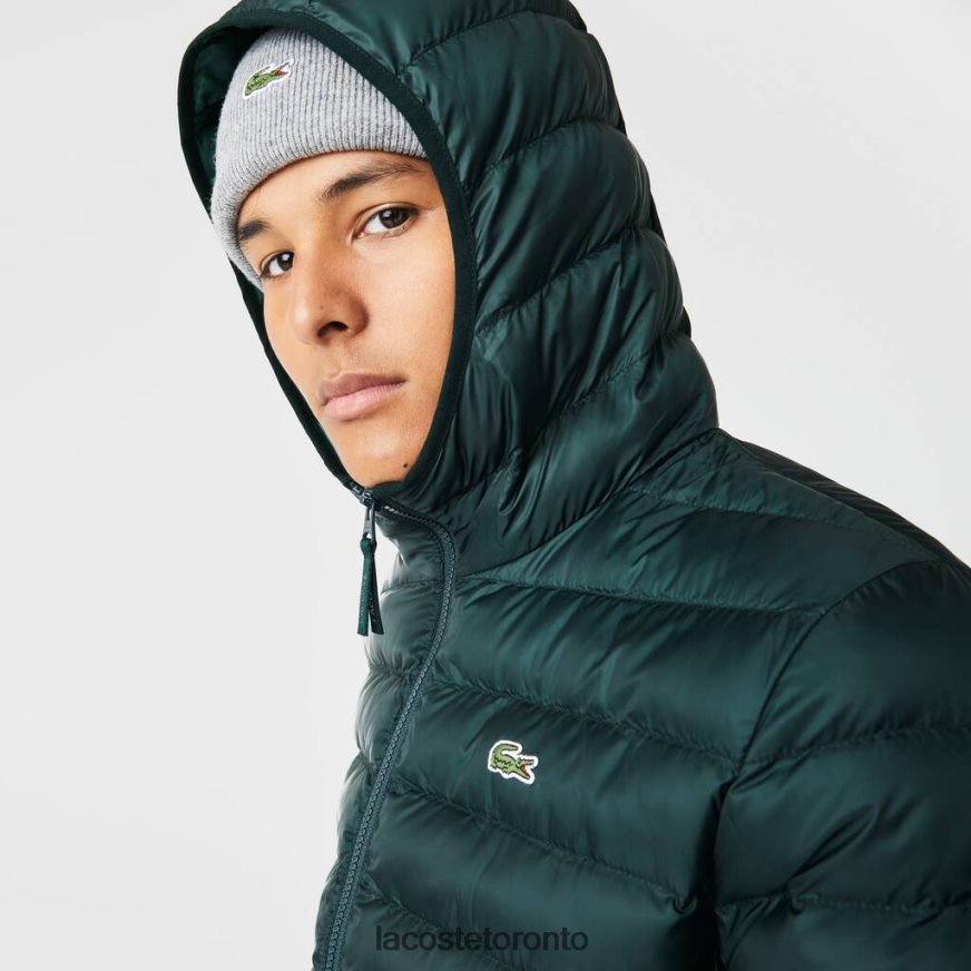 Clothing Lacoste Quilted Hooded Jacket Green Men Z60BPR1265