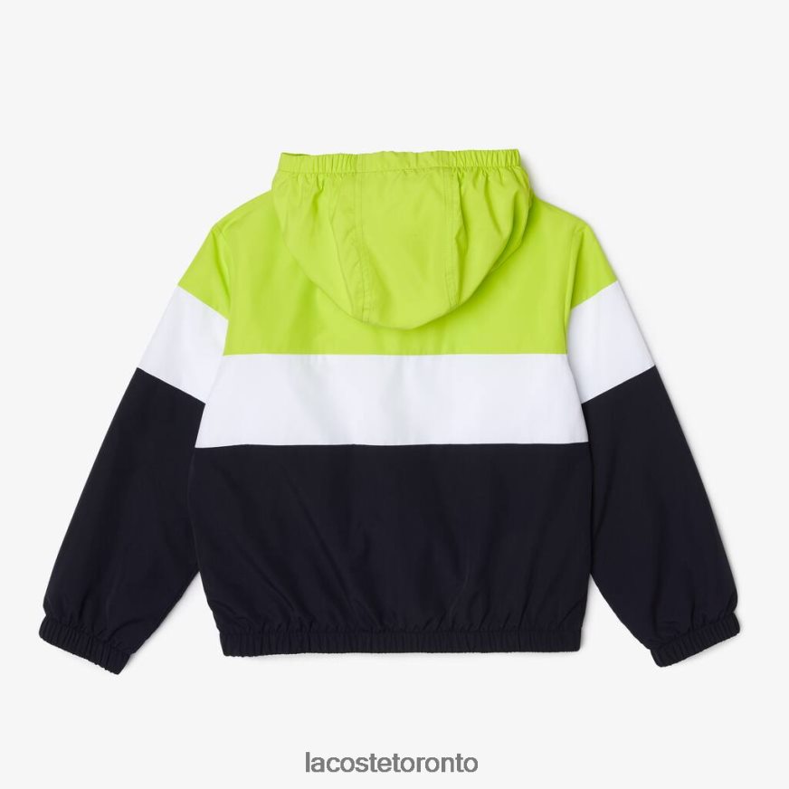 Clothing Lacoste Recycled Polyester Zipped Hooded Jacket Navy Blue/White/Yellow Kids Z60BPR3054