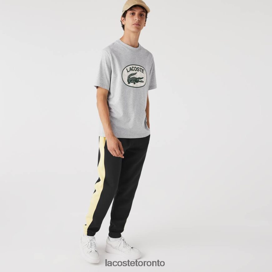 Clothing Lacoste Regular Fit Branded Monogram Print T-Shirt Grey Chine Men Z60BPR579