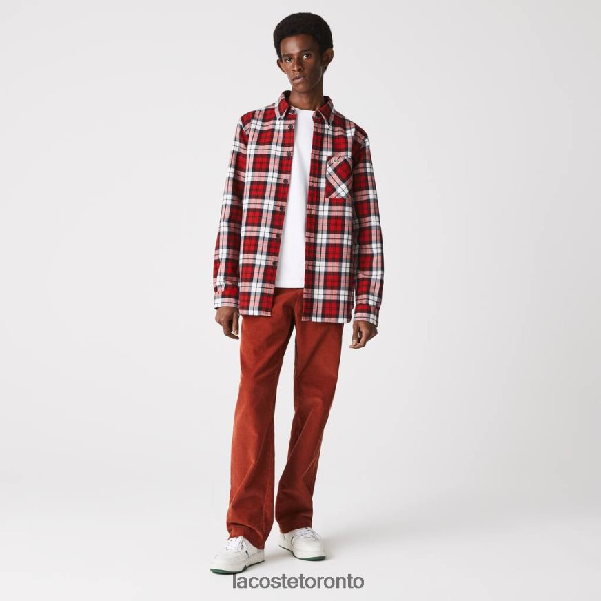 Clothing Lacoste Regular Fit Checkered Thick Flannel Overshirt White/Red/Navy Blue Men Z60BPR1607