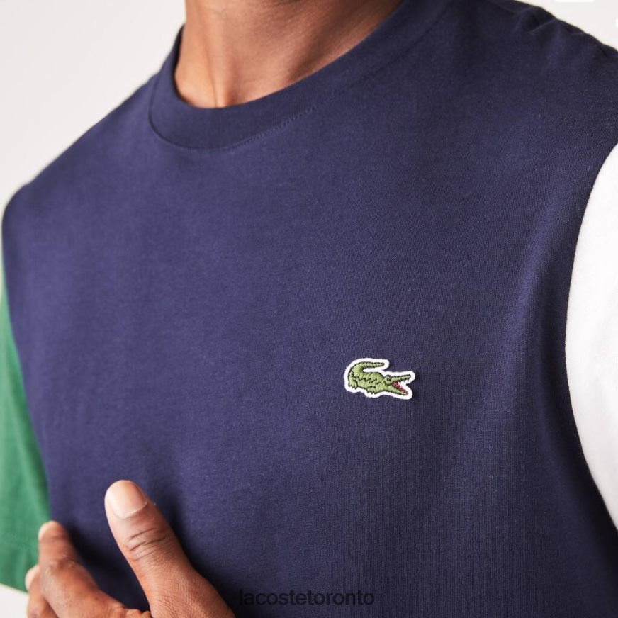 Clothing Lacoste Regular Fit Colorblock Cotton Jersey T-Shirt Navy Blue/Green/White Men Z60BPR814