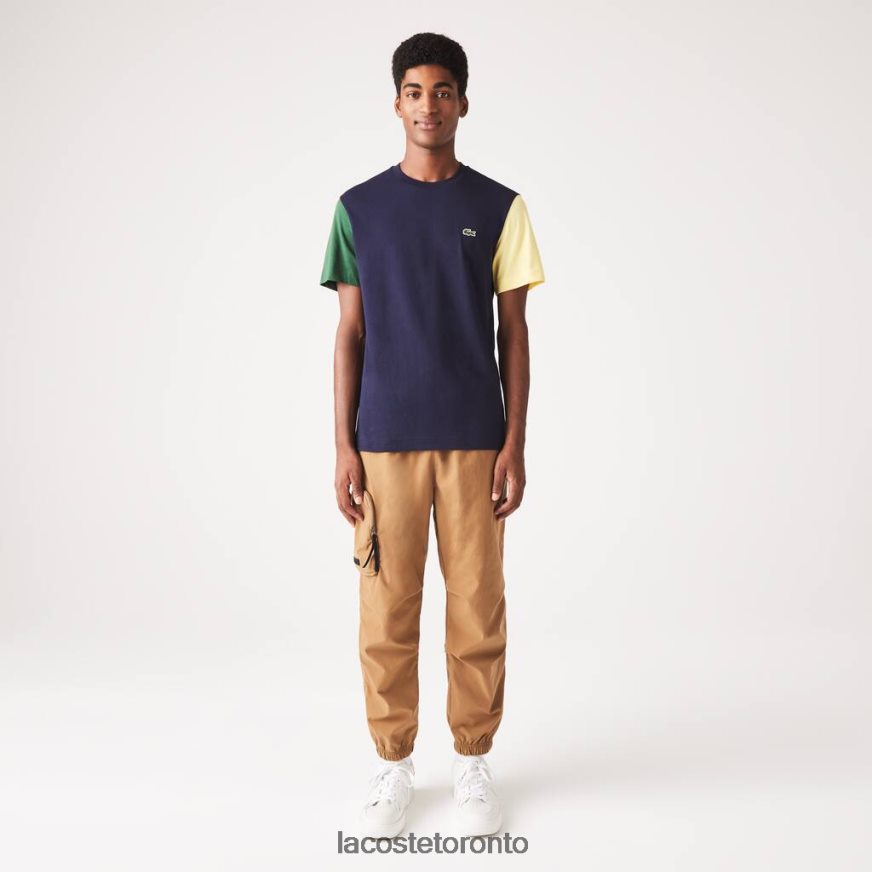 Clothing Lacoste Regular Fit Colorblock Cotton Jersey T-Shirt Navy Blue/Green/Yellow Men Z60BPR811