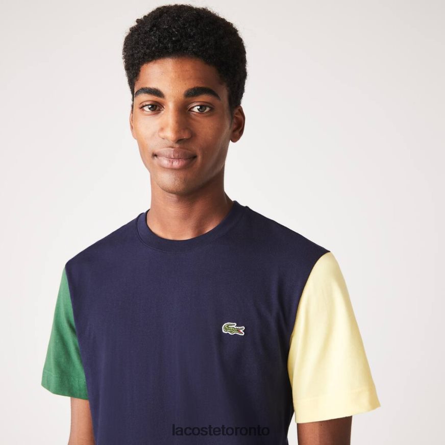 Clothing Lacoste Regular Fit Colorblock Cotton Jersey T-Shirt Navy Blue/Green/Yellow Men Z60BPR811