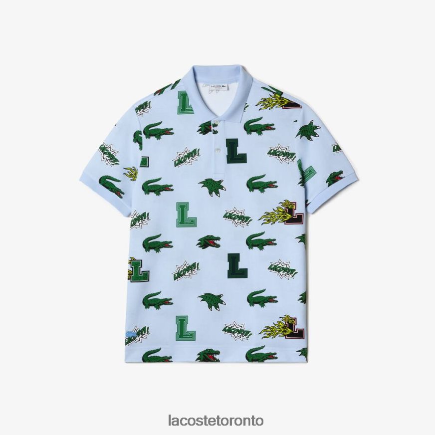 Clothing Lacoste Regular Fit Crocodile Print Polo Blue/White Men Z60BPR629