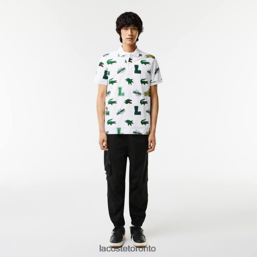 Clothing Lacoste Regular Fit Crocodile Print Polo White Men Z60BPR630