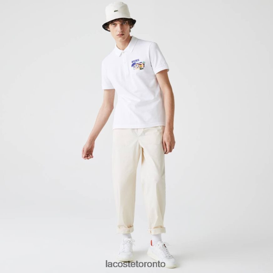 Clothing Lacoste Regular Fit Embroidered Cotton Pique Polo White Men Z60BPR922