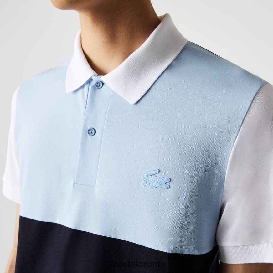 Clothing Lacoste Regular Fit Light Breathable Colorblock Pique Polo Navy Blue/Light Blue/White Men Z60BPR867