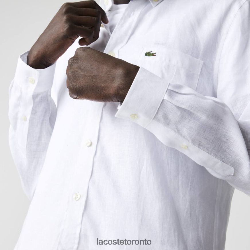 Clothing Lacoste Regular Fit Linen Shirt White Men Z60BPR1651