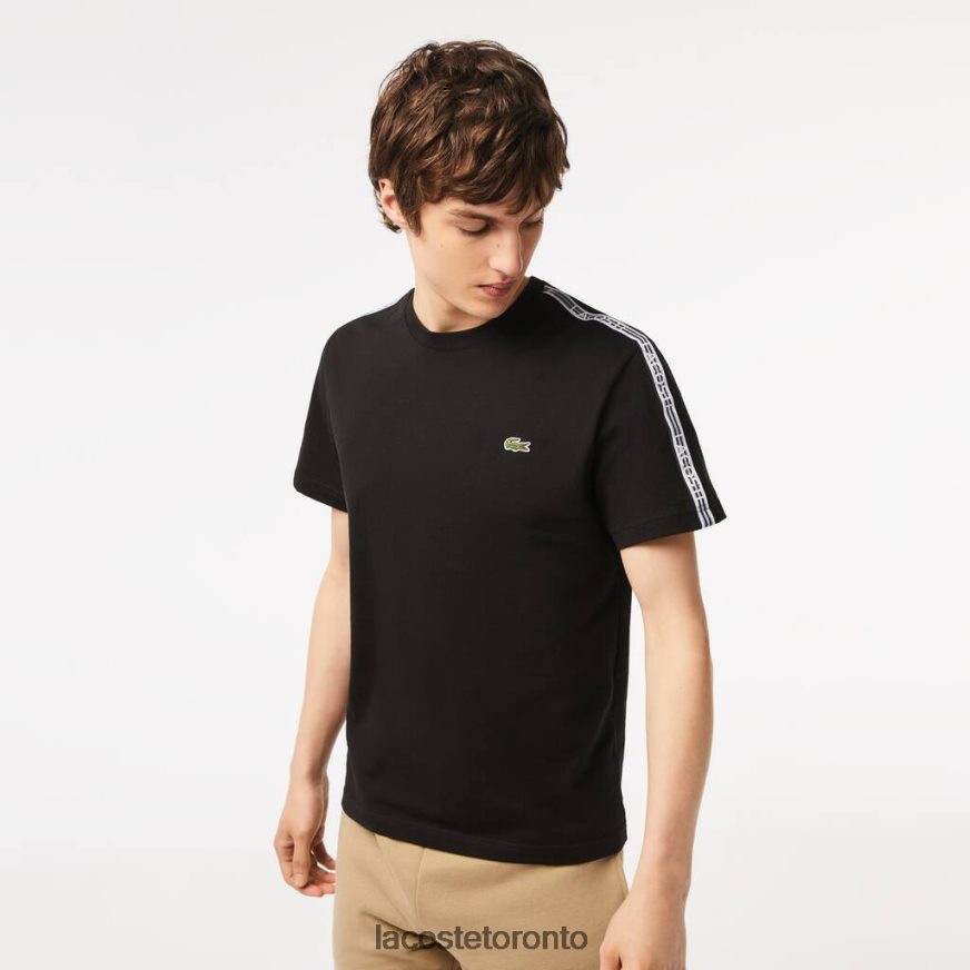 Clothing Lacoste Regular Fit Logo Stripe T-Shirt Black Men Z60BPR45