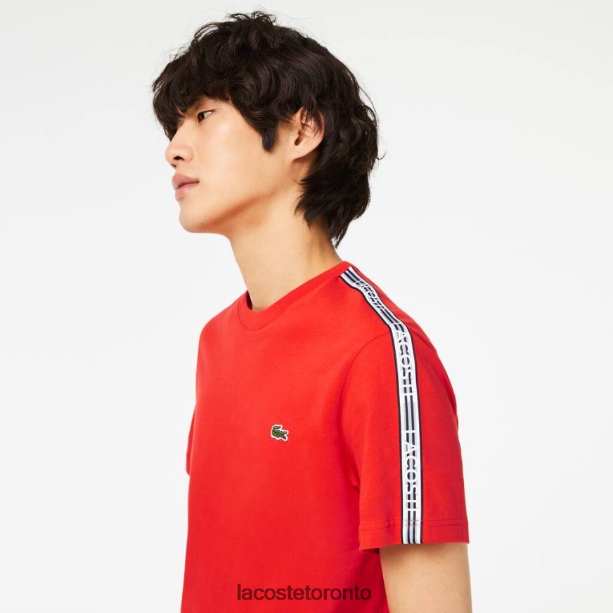 Clothing Lacoste Regular Fit Logo Stripe T-Shirt Red Men Z60BPR48