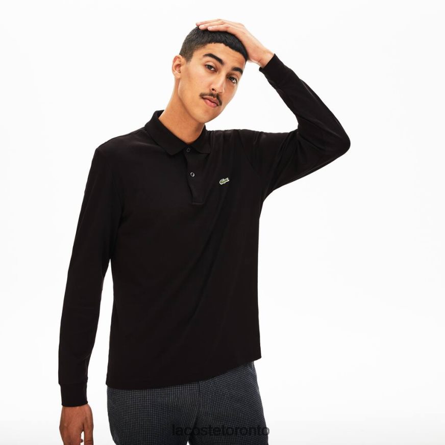 Clothing Lacoste Regular Fit Pima Cotton Long Sleeve Polo Black Men Z60BPR858