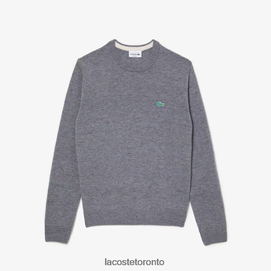 Clothing Lacoste Regular Fit Speckled Print Wool Jersey Sweater Grey Chine Men Z60BPR1508