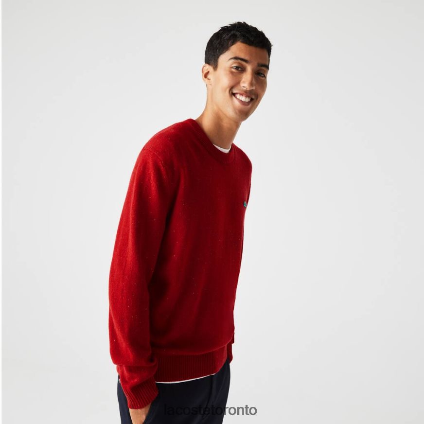 Clothing Lacoste Regular Fit Speckled Print Wool Jersey Sweater Red Men Z60BPR1509