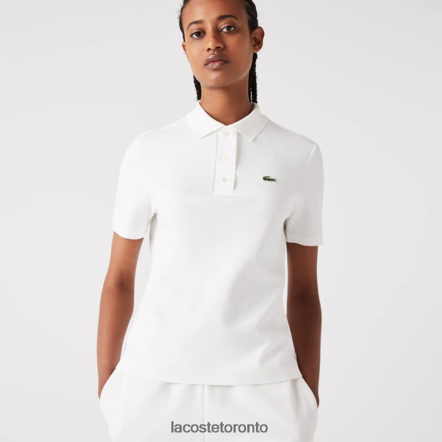 Clothing Lacoste Regular Fit Striped Organic Cotton Polo White Women Z60BPR2503