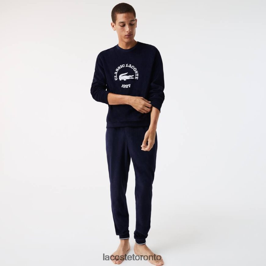 Clothing Lacoste Regular Fit Terrycloth Lounge Sweatshirt Navy Blue/White Men Z60BPR1268