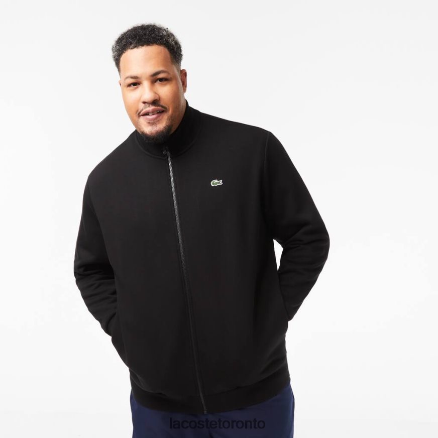 Clothing Lacoste Regular Fit Zipped Cotton Fleece Sweatshirt - Plus Size - Big Black Men Z60BPR340