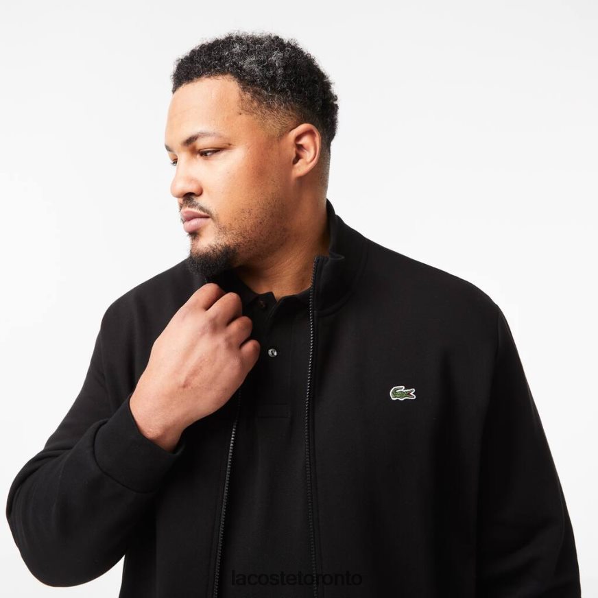 Clothing Lacoste Regular Fit Zipped Cotton Fleece Sweatshirt - Plus Size - Big Black Men Z60BPR340