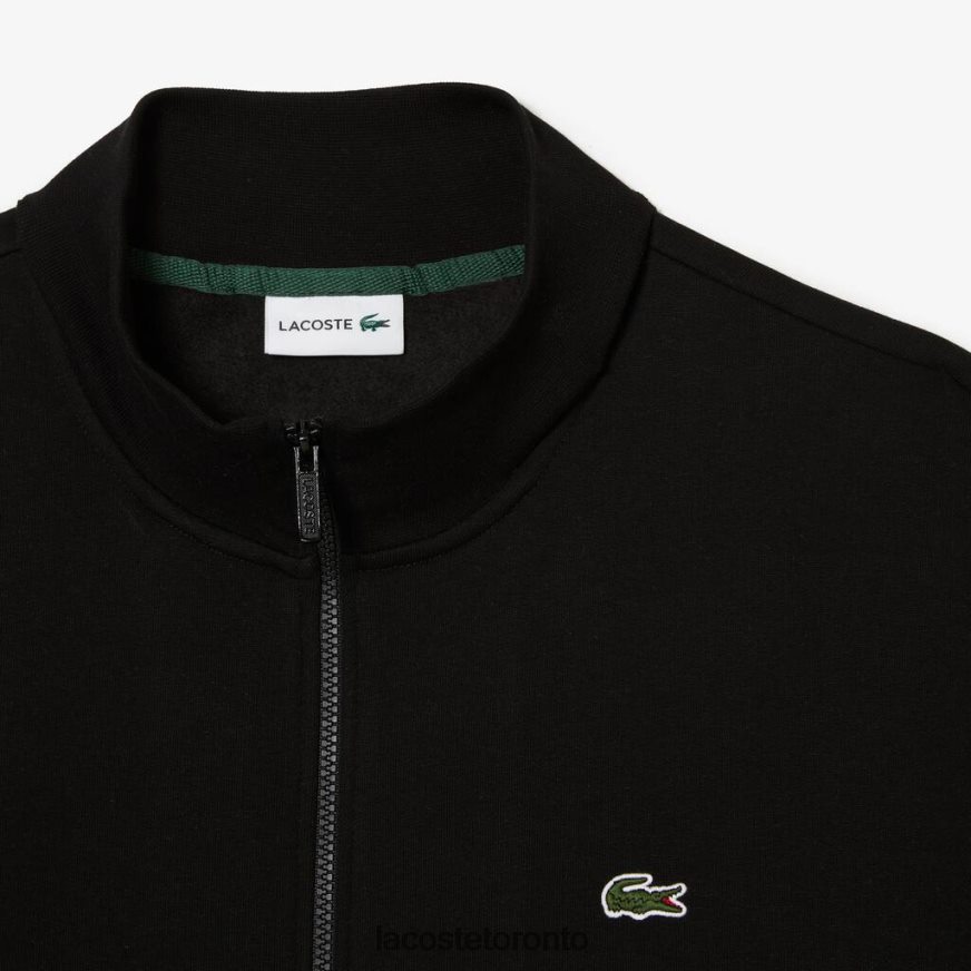 Clothing Lacoste Regular Fit Zipped Organic Cotton Sweatshirt - Plus Size - Tall Black Men Z60BPR293