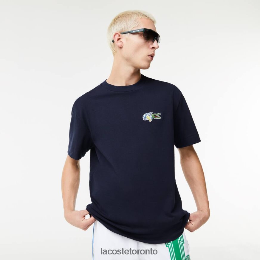 Clothing Lacoste Relaxed Fit Comic Effect Badge T-Shirt Navy Blue Men Z60BPR741