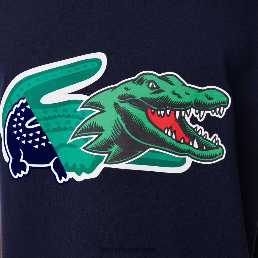 Clothing Lacoste Relaxed Fit Oversized Crocodile T-Shirt Navy Blue Men Z60BPR607