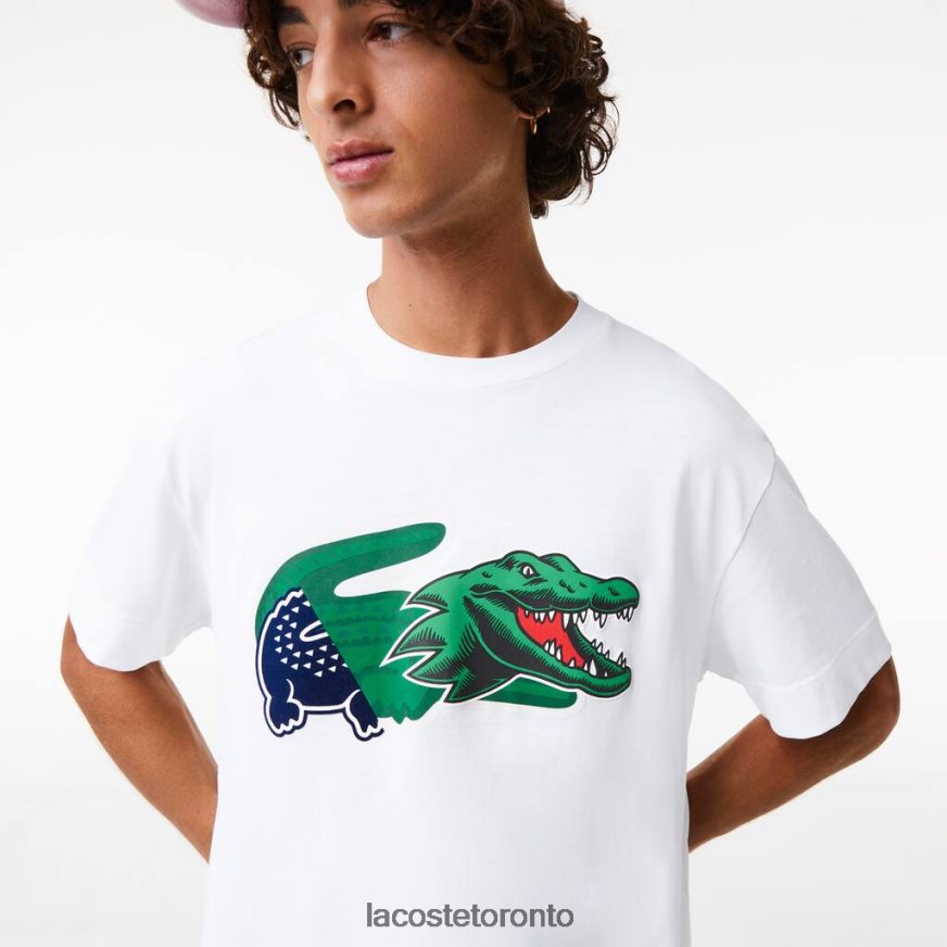 Clothing Lacoste Relaxed Fit Oversized Crocodile T-Shirt White Men Z60BPR608