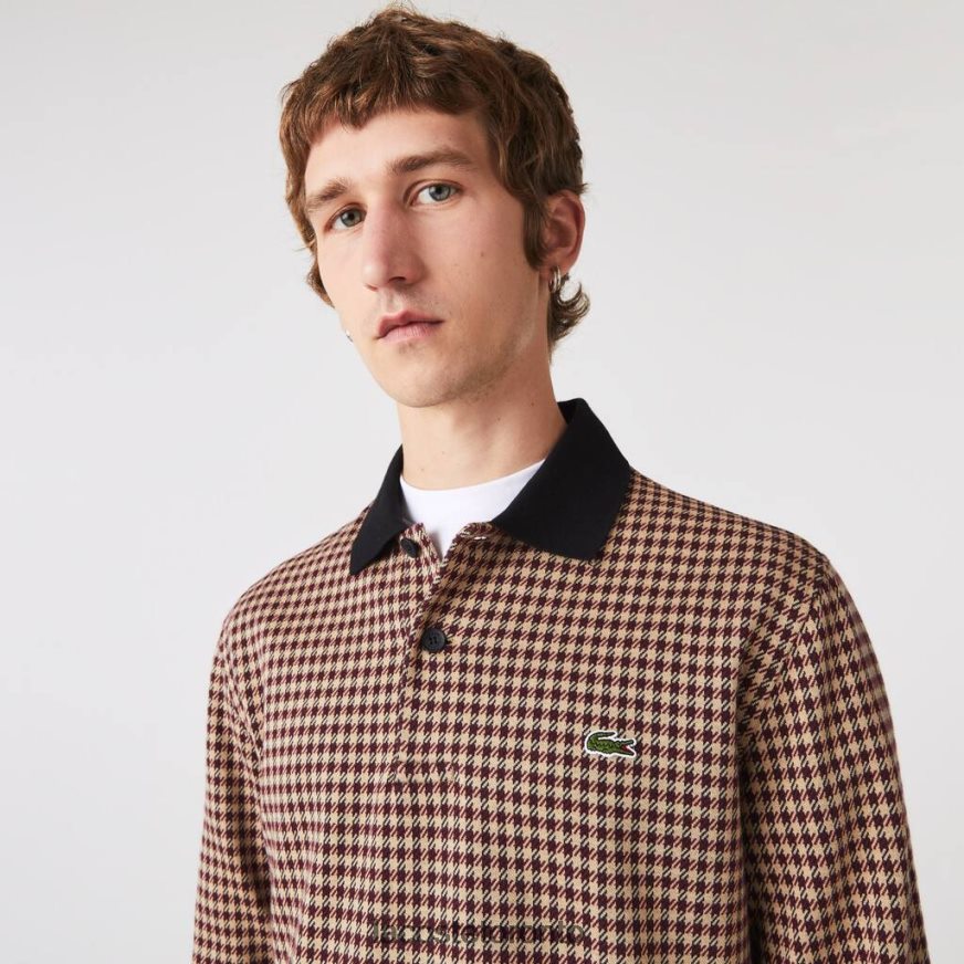 Clothing Lacoste Relaxed Fit Tartan Print Polo Beige/Navy Blue/Bordeaux Men Z60BPR924