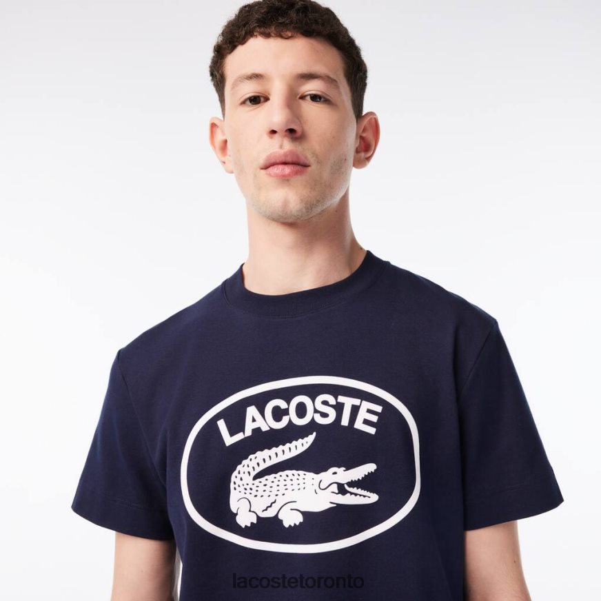 Clothing Lacoste Relaxed Fit Tone-On-Tone Branded Cotton T-Shirt Black/White Men Z60BPR147