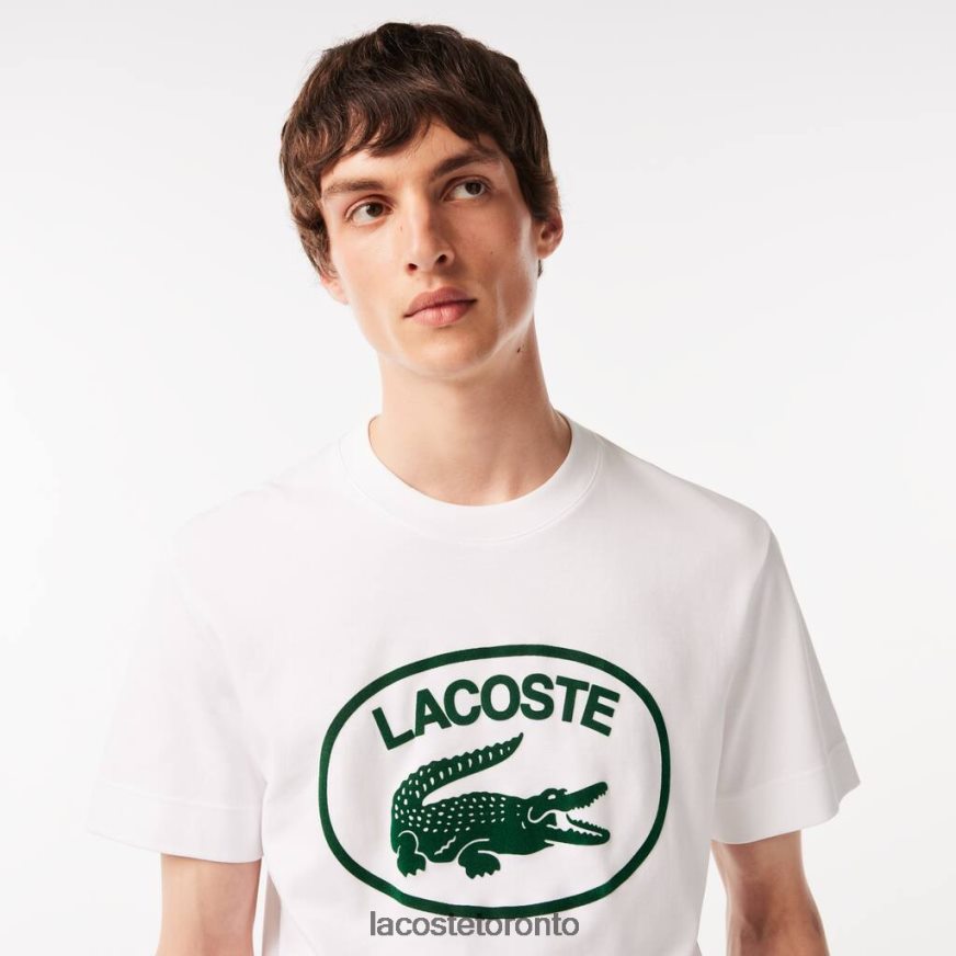 Clothing Lacoste Relaxed Fit Tone-On-Tone Branded Cotton T-Shirt White/Green Men Z60BPR132