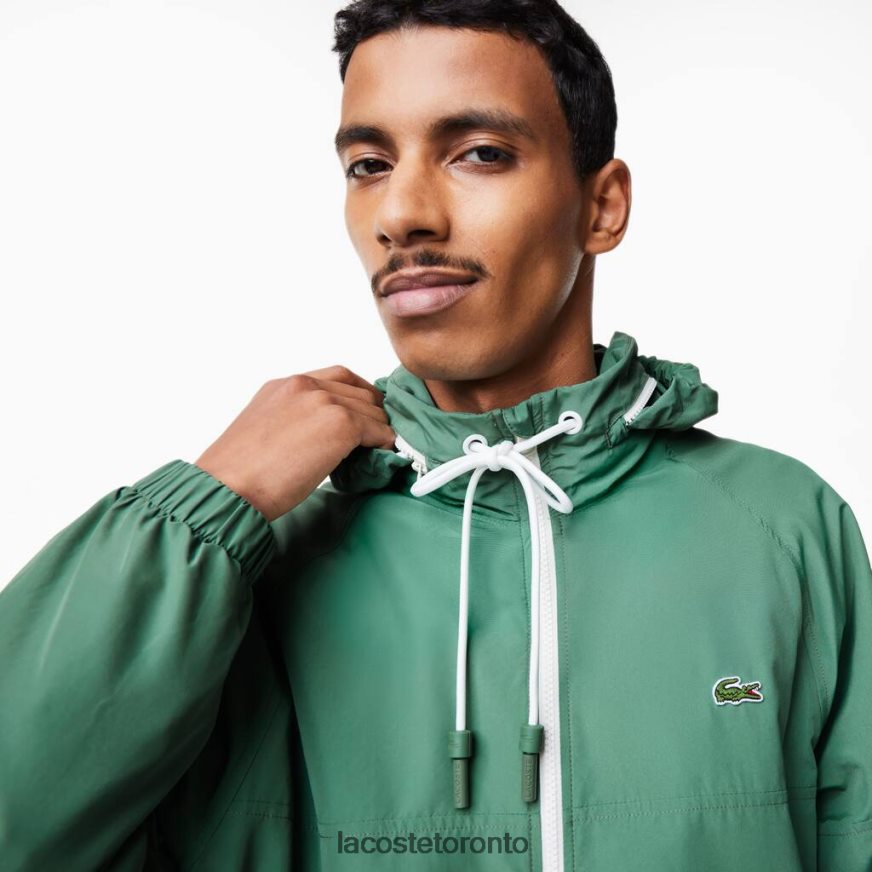 Clothing Lacoste Removable Hood Water-Repellent Jacket Khaki Green Men Z60BPR390