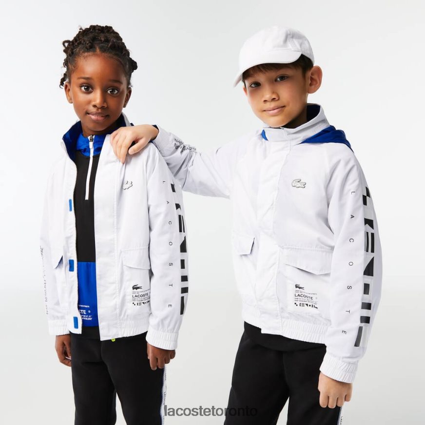 Clothing Lacoste Removable Hood Water-Repellent Jacket White/Blue/Black Kids Z60BPR3240