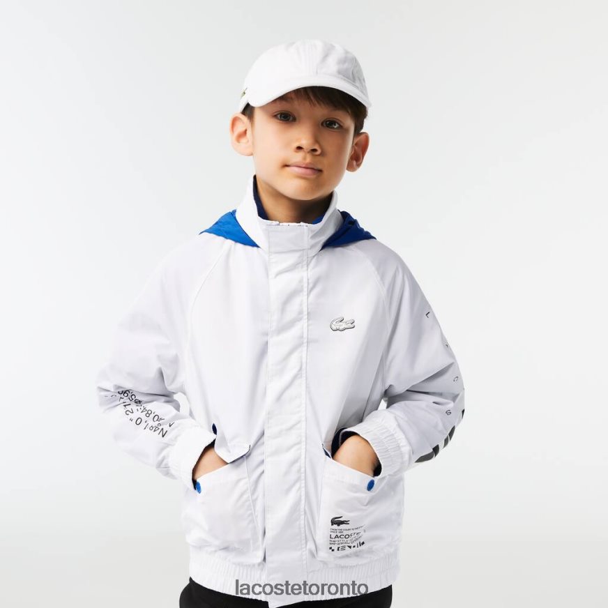 Clothing Lacoste Removable Hood Water-Repellent Jacket White/Blue/Black Kids Z60BPR3240