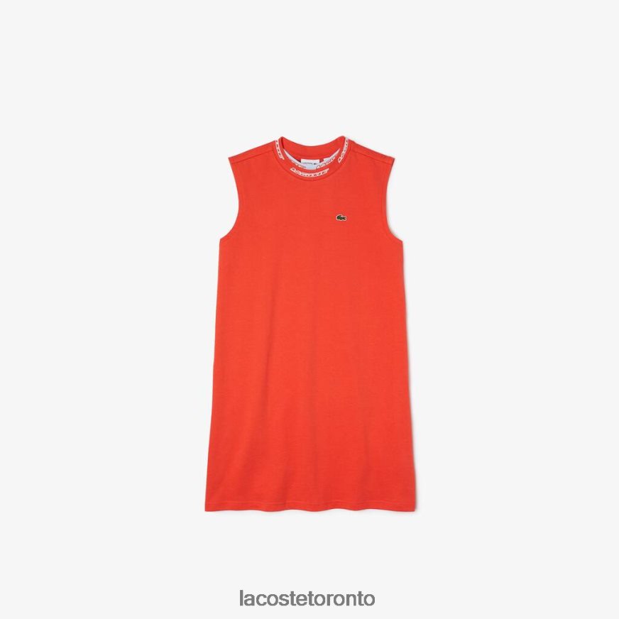 Clothing Lacoste Round Neck Cotton Jersey Logo T-Shirt Dress Orange Kids Z60BPR3085