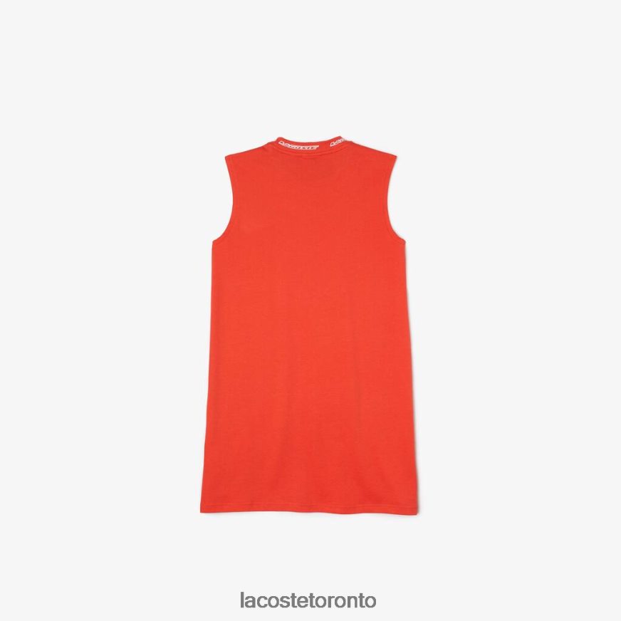 Clothing Lacoste Round Neck Cotton Jersey Logo T-Shirt Dress Orange Kids Z60BPR3085