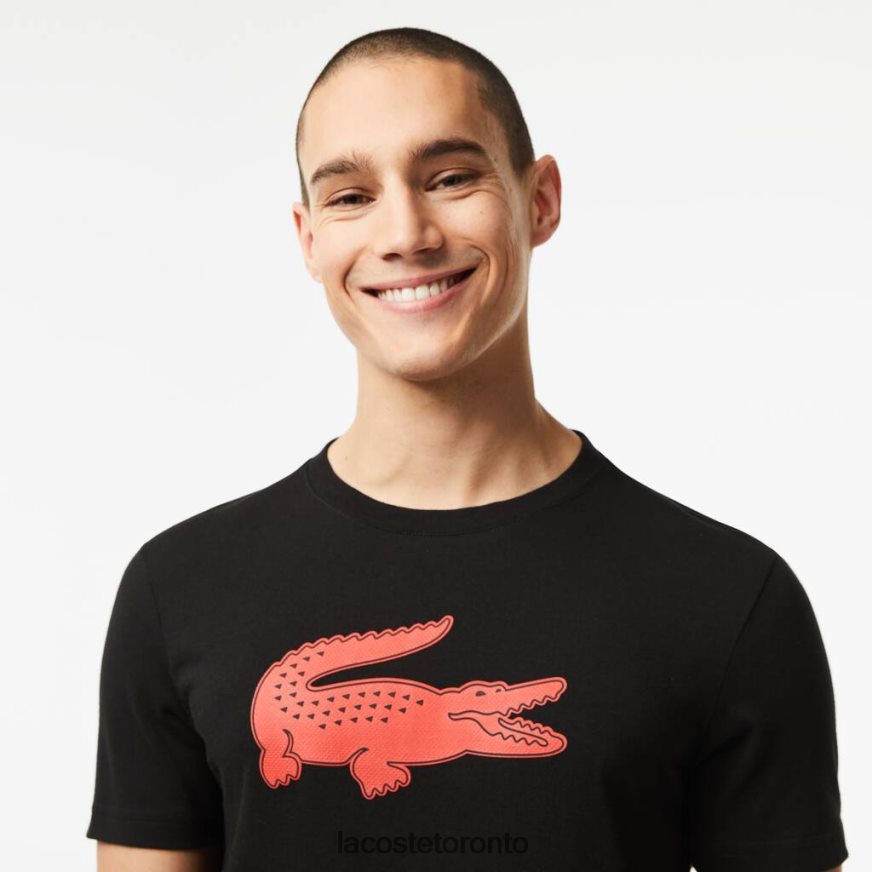 Clothing Lacoste SPORT 3D Print Crocodile Breathable Jersey T-Shirt Black/Red Men Z60BPR99